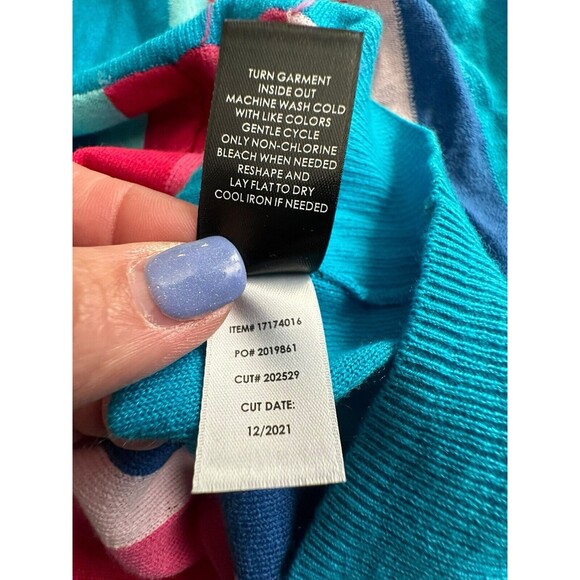 NWT Torrid Size 2 Blue Rainbow Striped Raglan Hoodie Pullover Summer 18/20 #Q8-2 - Picture 12 of 15